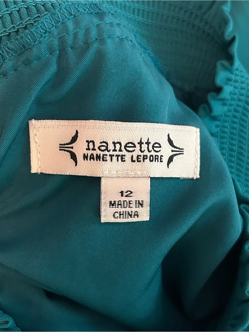 Nanette Nanette Lepore Sleeveless Smocked Neck Pleated Career Dress SZ 12 Teal - Picture 8 of 9